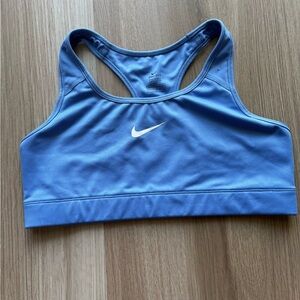 Nike Light Blue Racerback Medium Support Sports Bra with White Swoosh